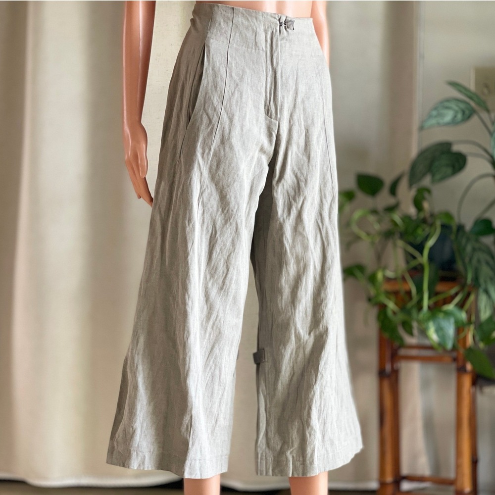 NWT Vintage Y2K Annette Gortz Rhino Linen Wide Leg Cropped Trousers EU 36 US‎ 6